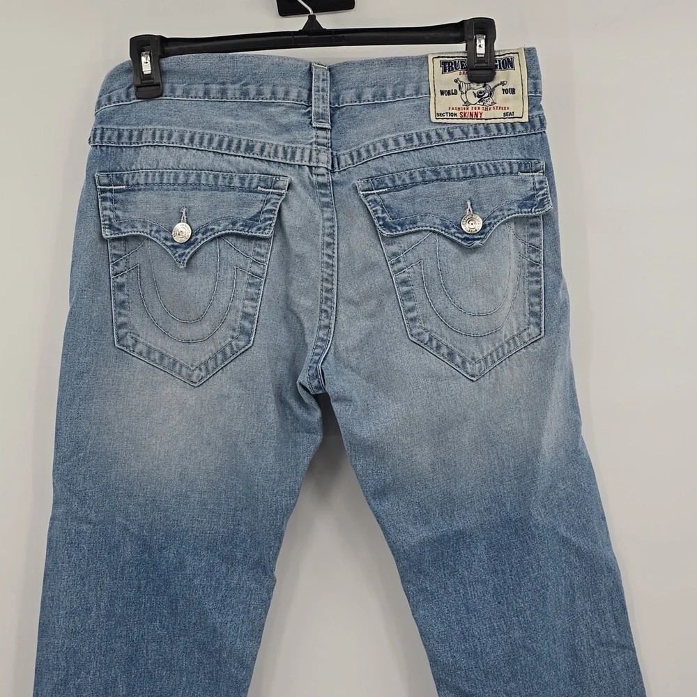 True Religion Skinny With Flap Pockets Basic Natural Blue Men's Size 34×34